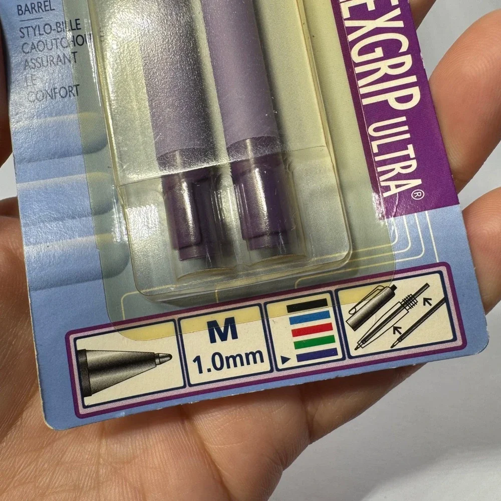 Paper Mate Flexgrip Ultra Purple Ink Ballpoint Pen 2ct Medium 1.0mm Vintage 1999